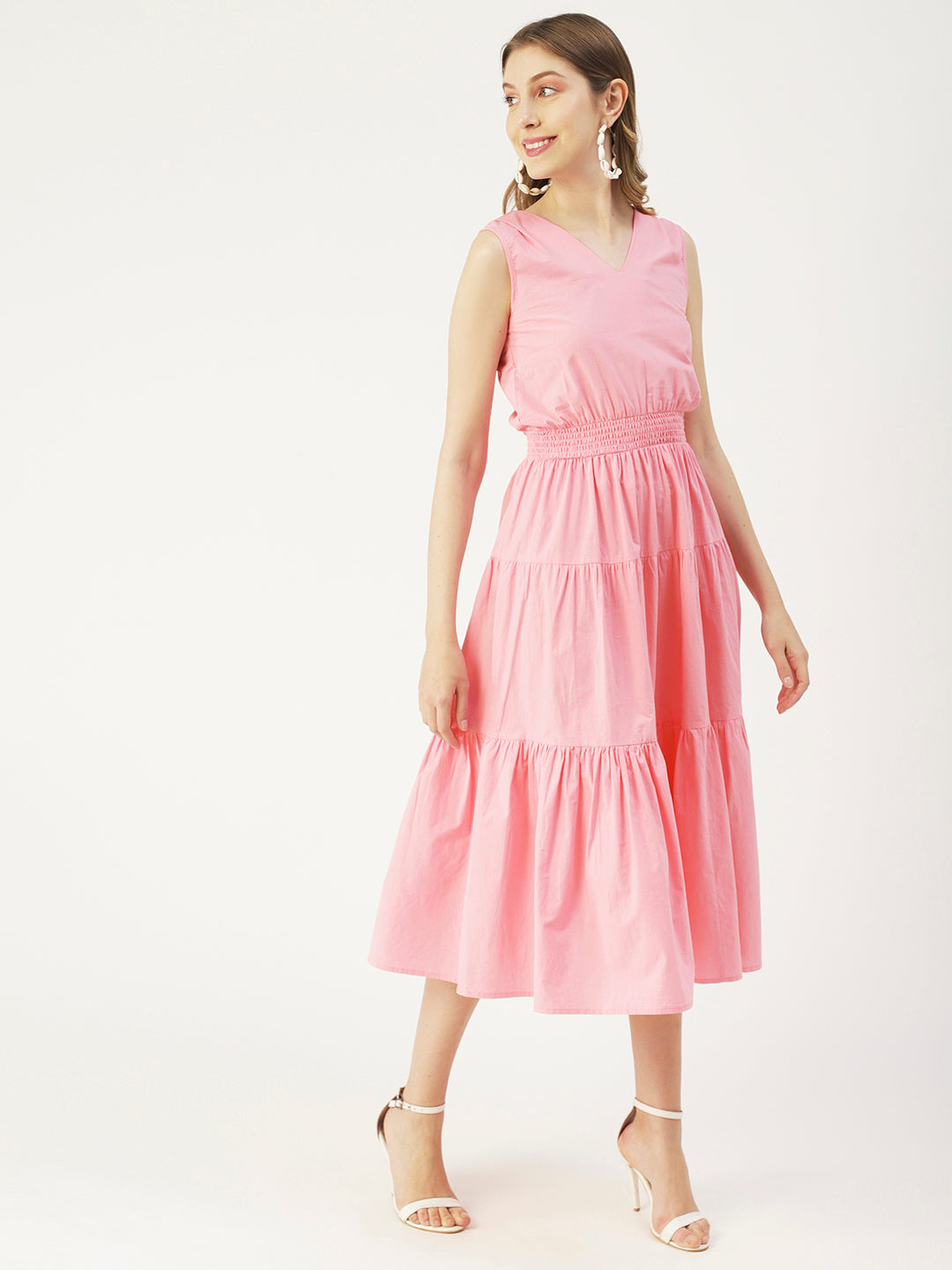 Solid Sleeveless Midi Dress