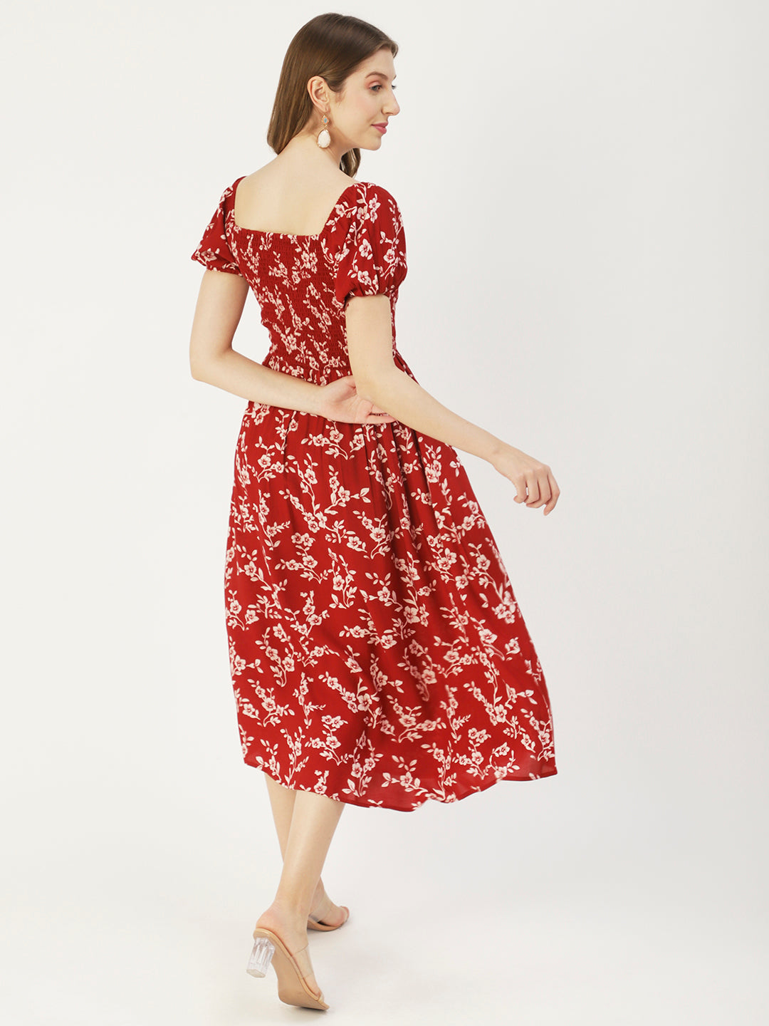 Printed Maxi Dress, Short Puff