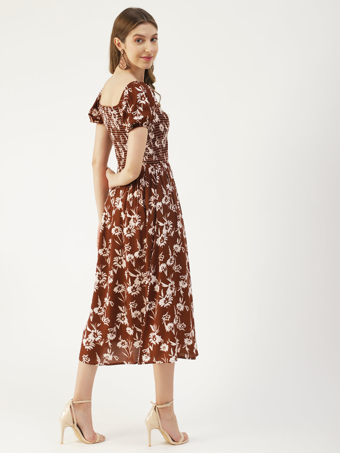 Printed Maxi Dress, Short Puff