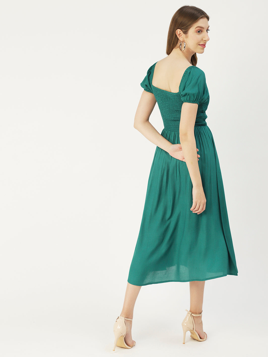 Printed Maxi Dress, Short Puff