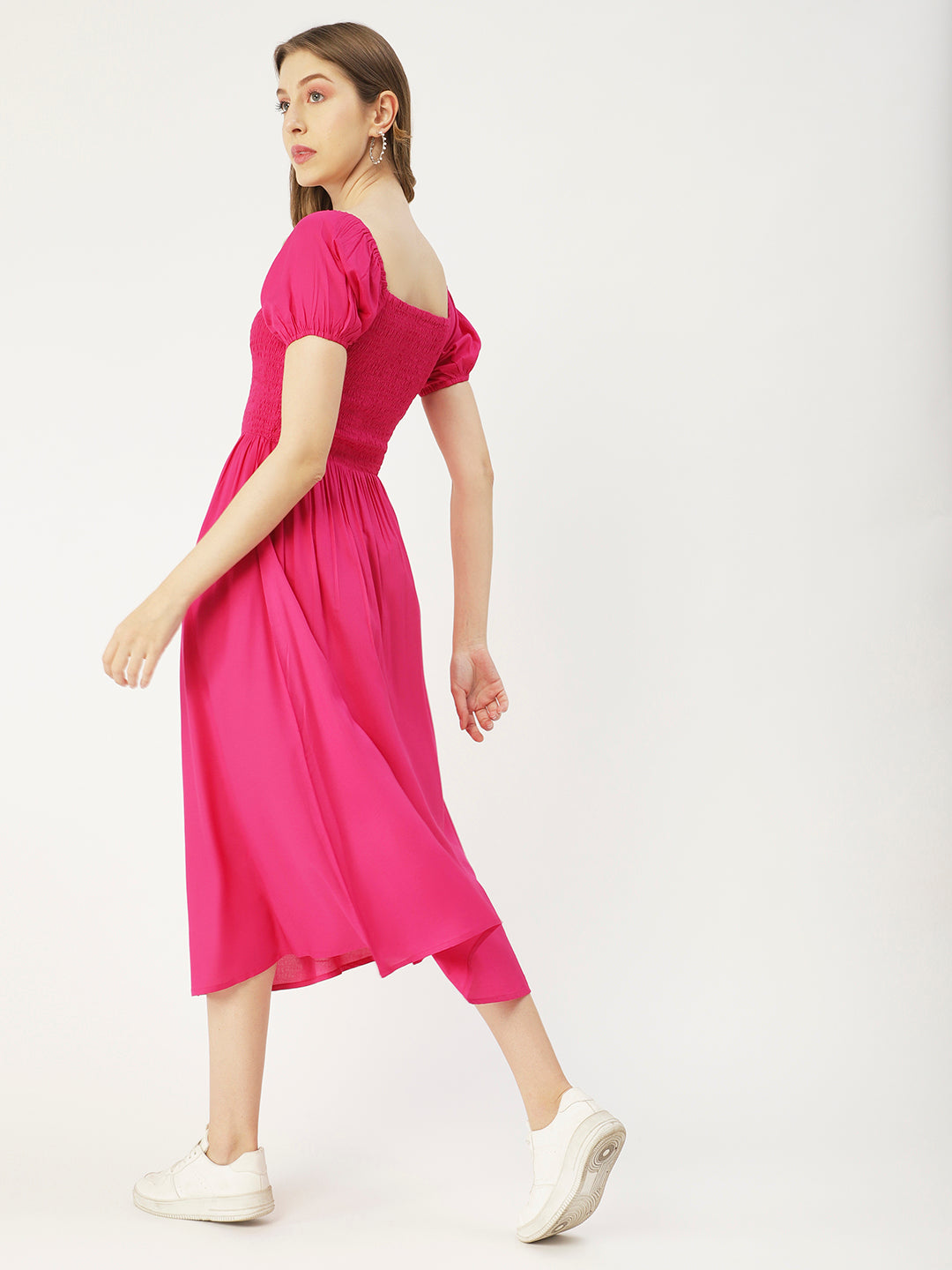 Printed Maxi Dress, Short Puff