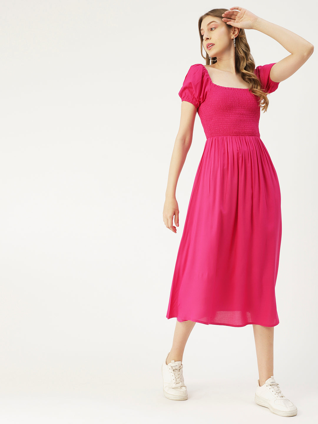 Printed Maxi Dress, Short Puff