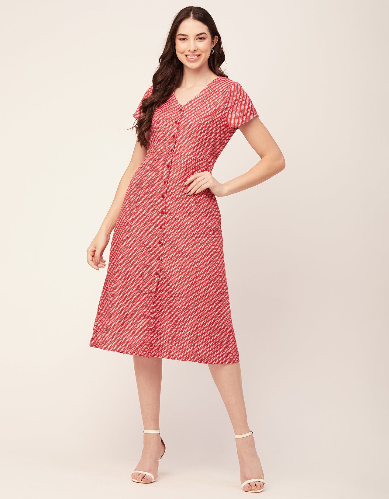 Printed Button Down Midi Dress