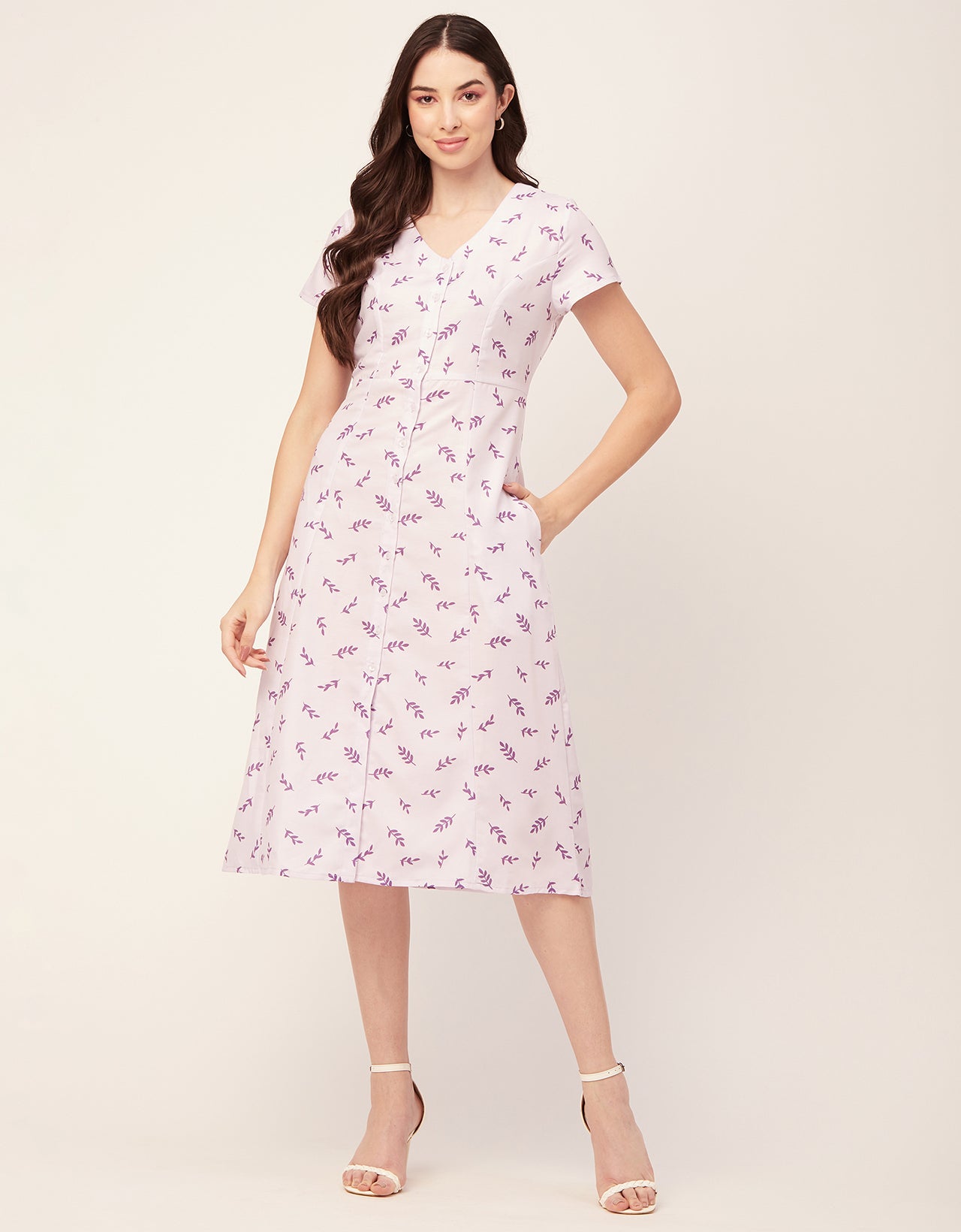 Printed Button Down Midi Dress