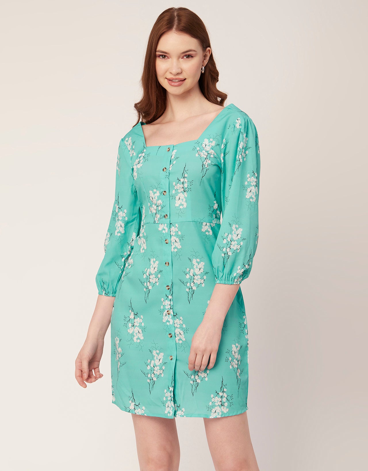 Short Button-Up Square Neck