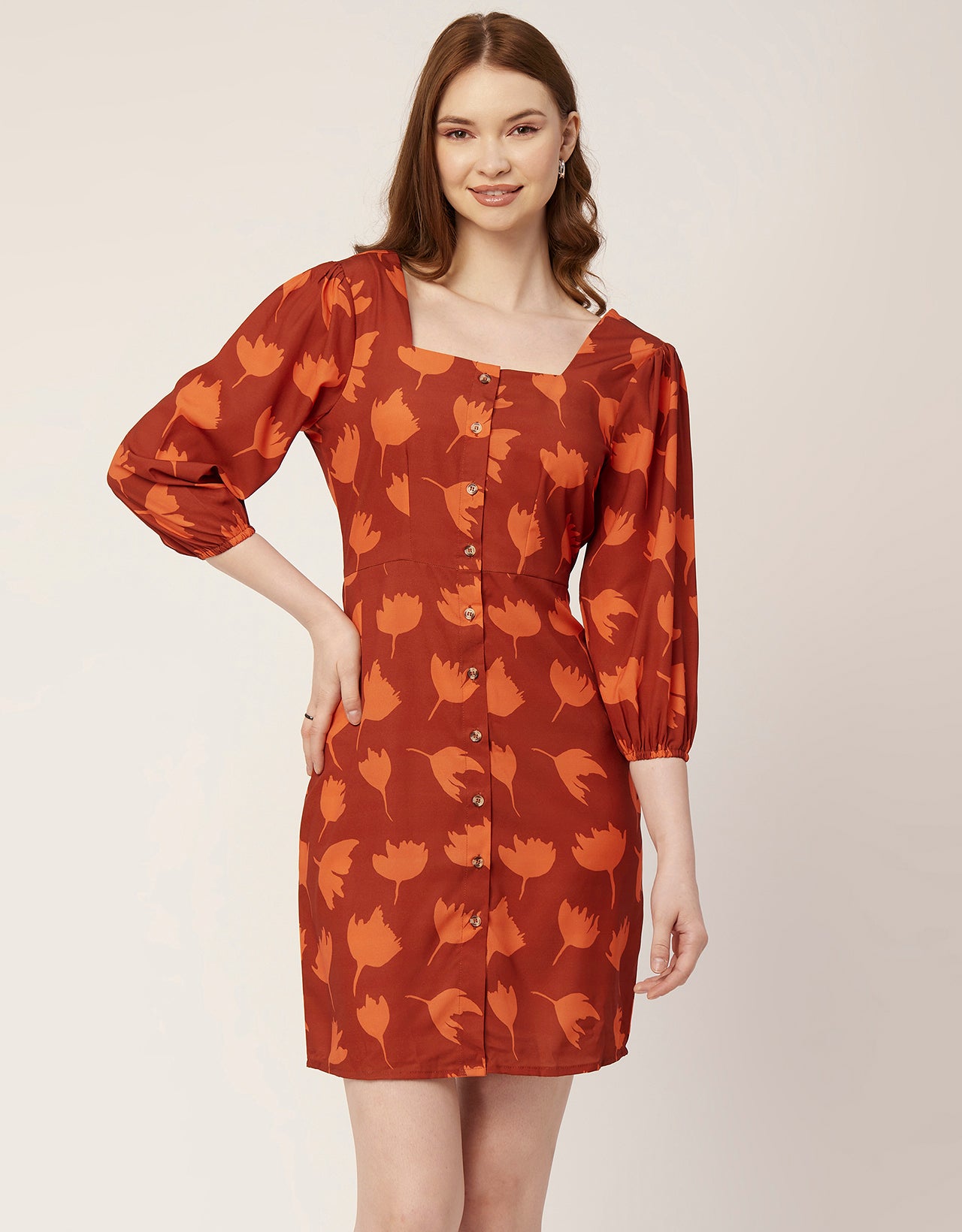 Short Button-Up Square Neck