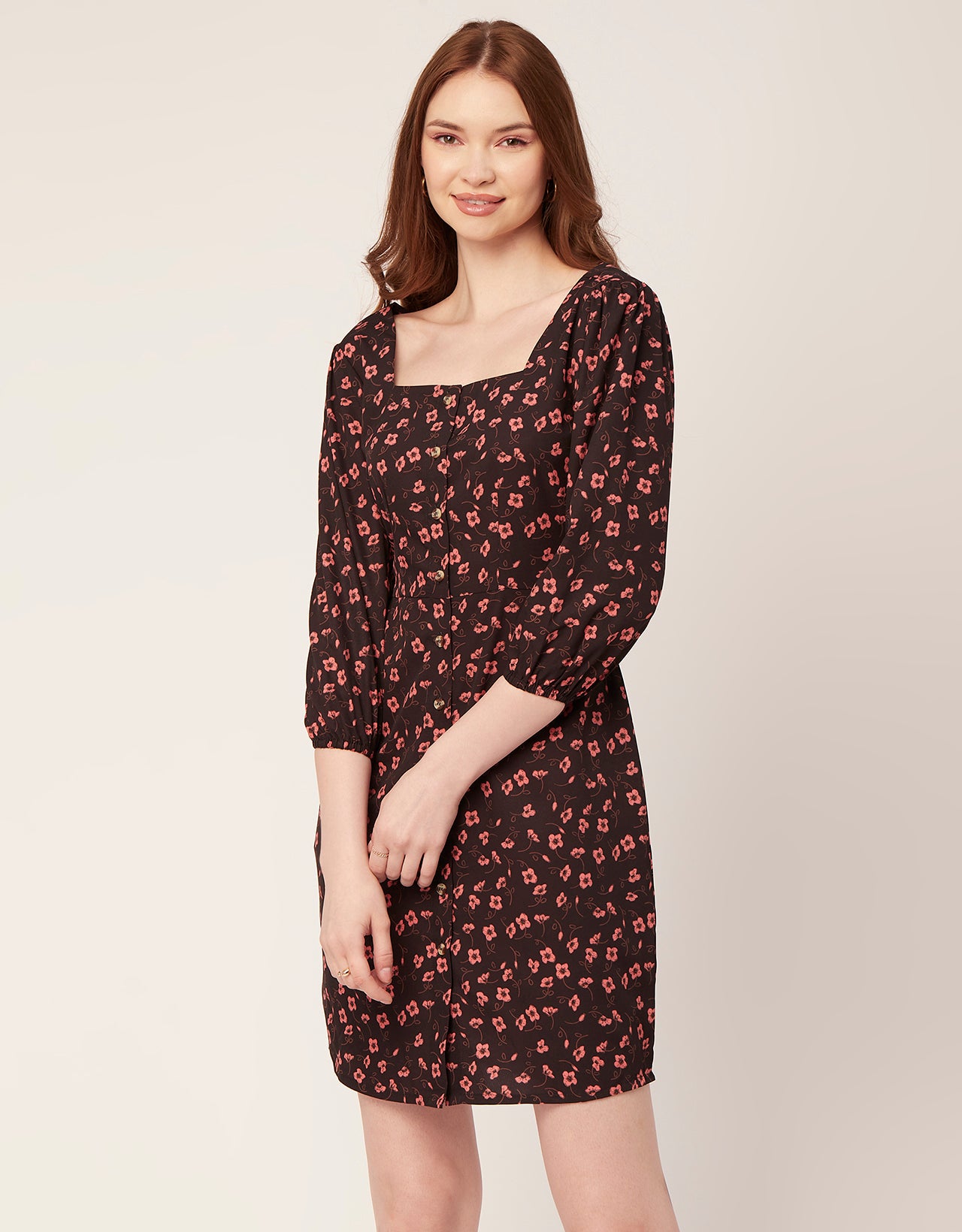 Short Button-Up Square Neck