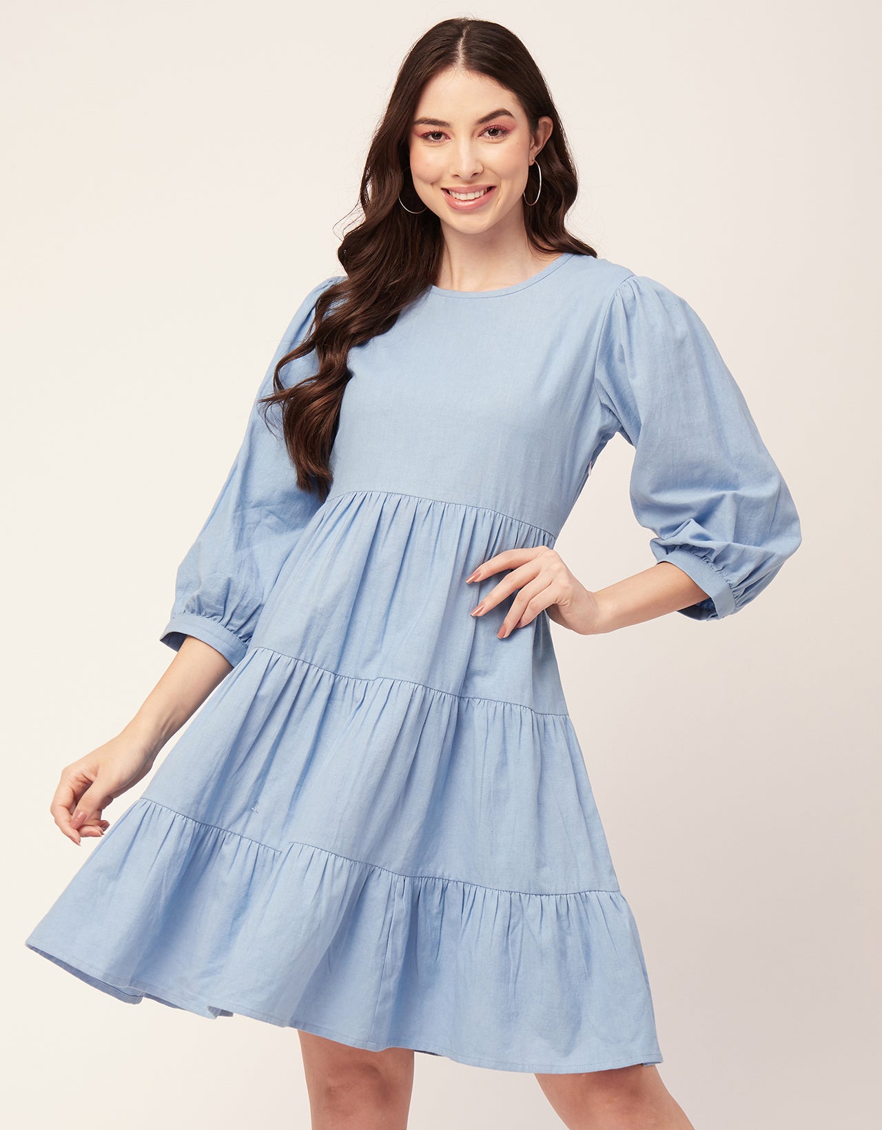 Flared Dress, Round Neck