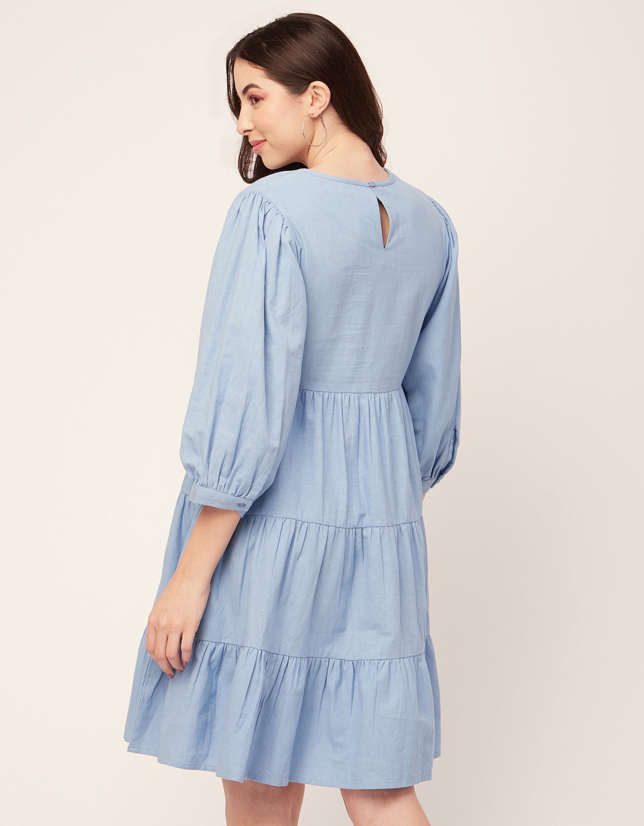 Flared Dress, Round Neck