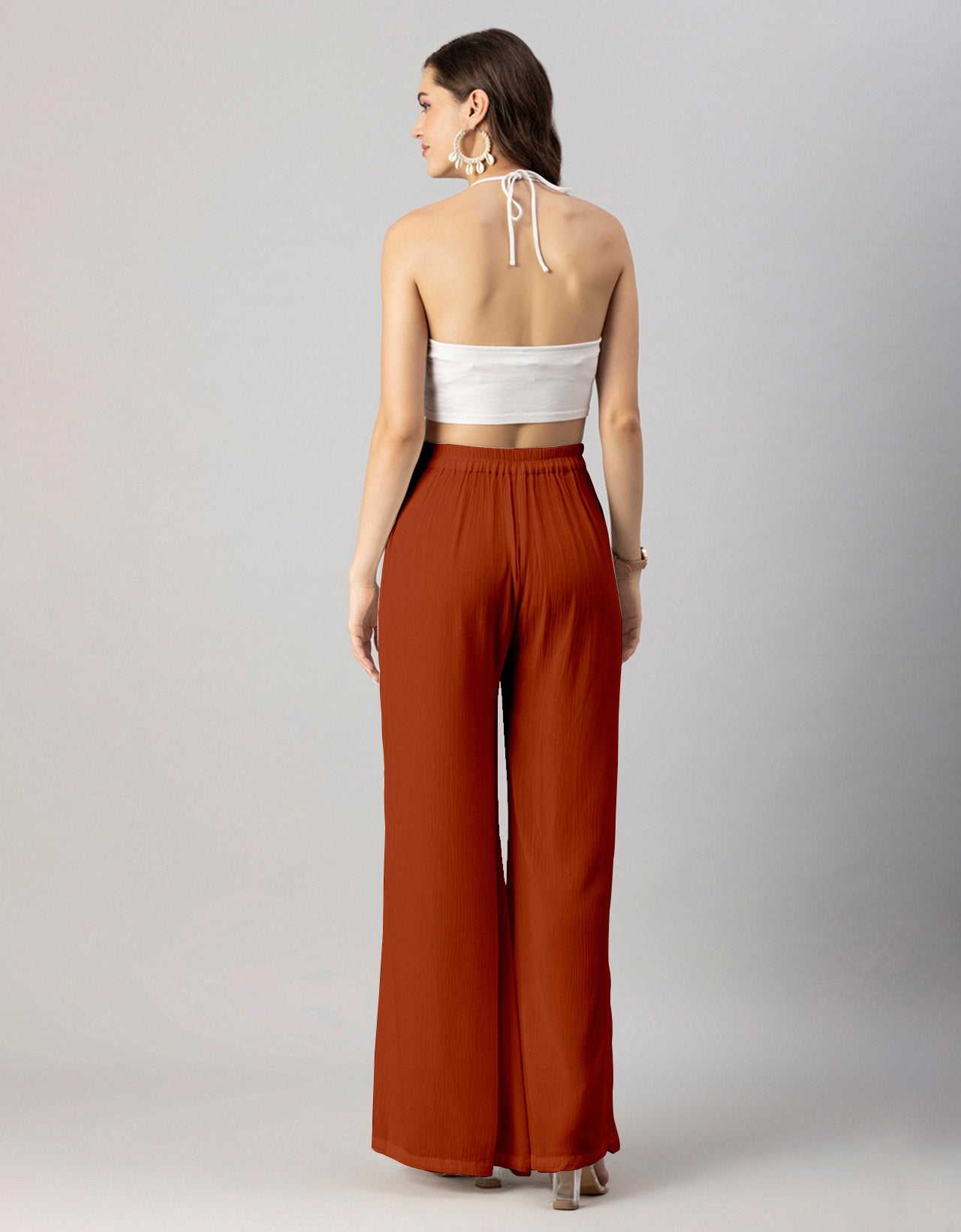 Solid Palazzo Pants, High Waist