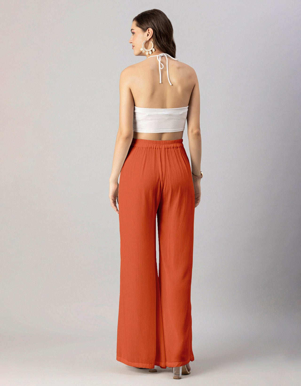 Solid Palazzo Pants, High Waist