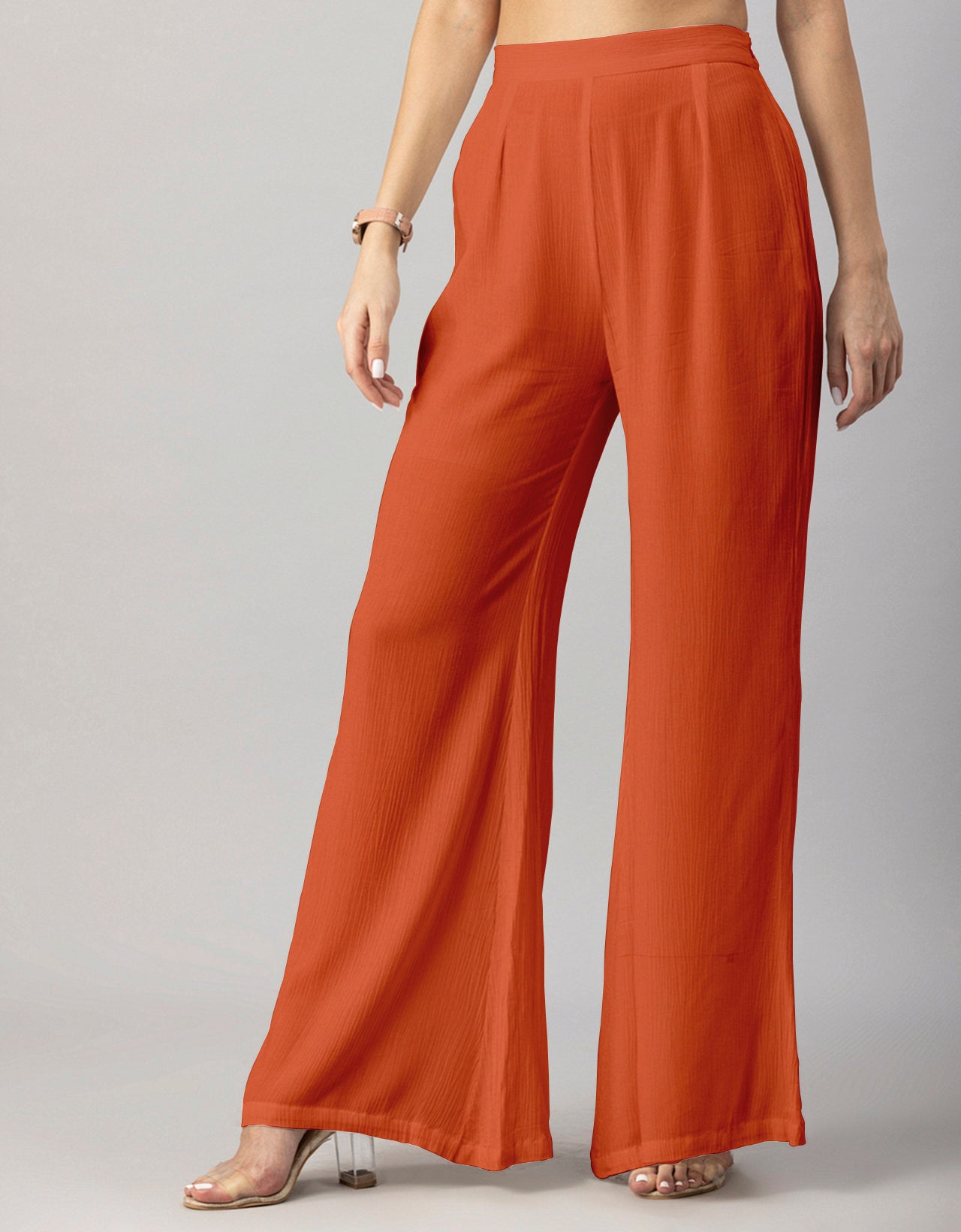 Solid Palazzo Pants, High Waist