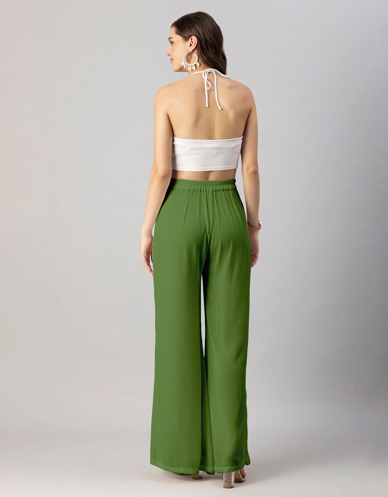 Solid Palazzo Pants, High Waist