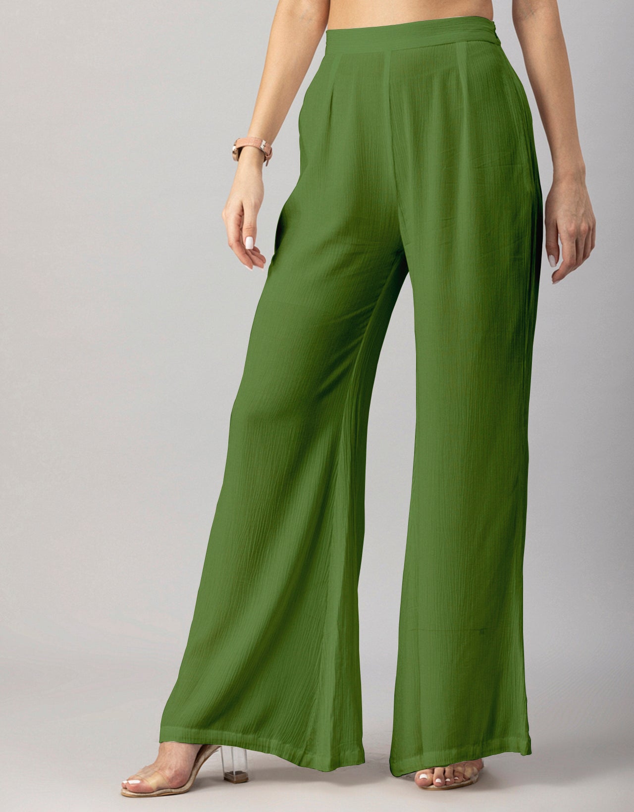 Solid Palazzo Pants, High Waist