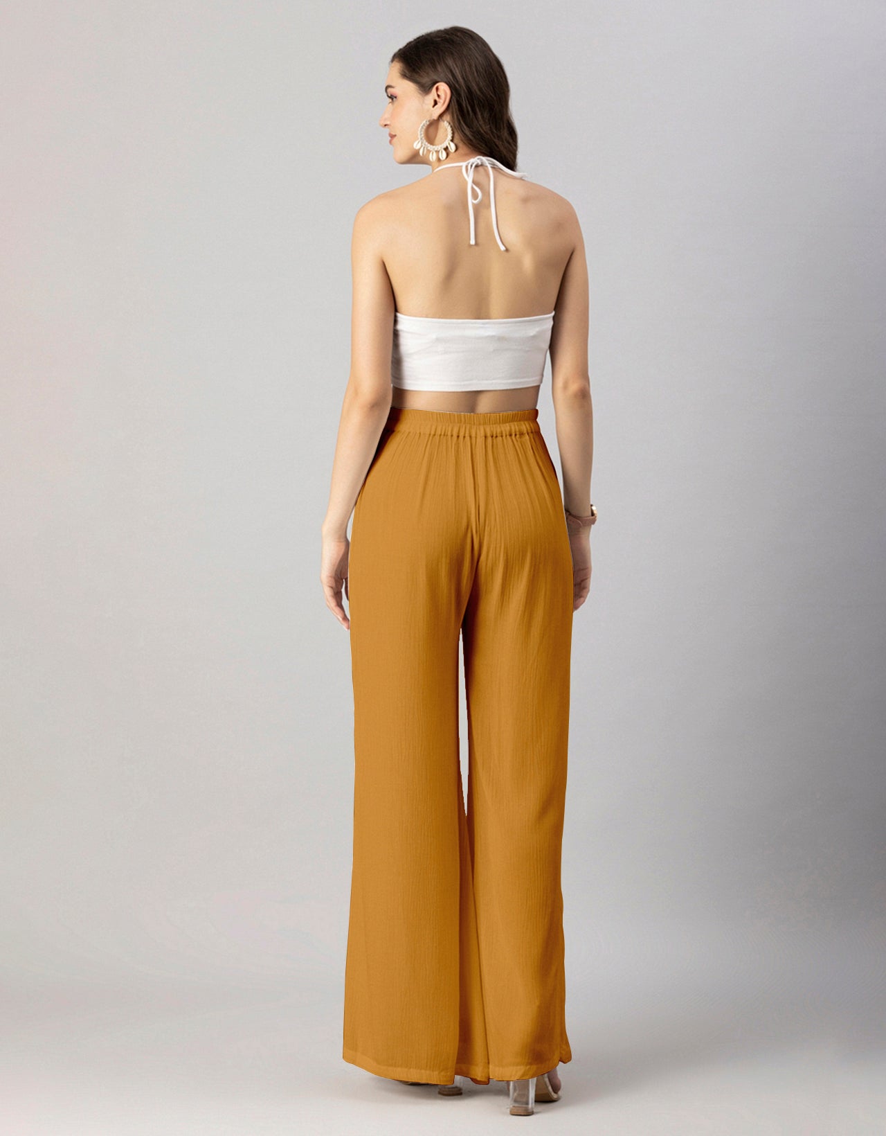 Solid Palazzo Pants, High Waist