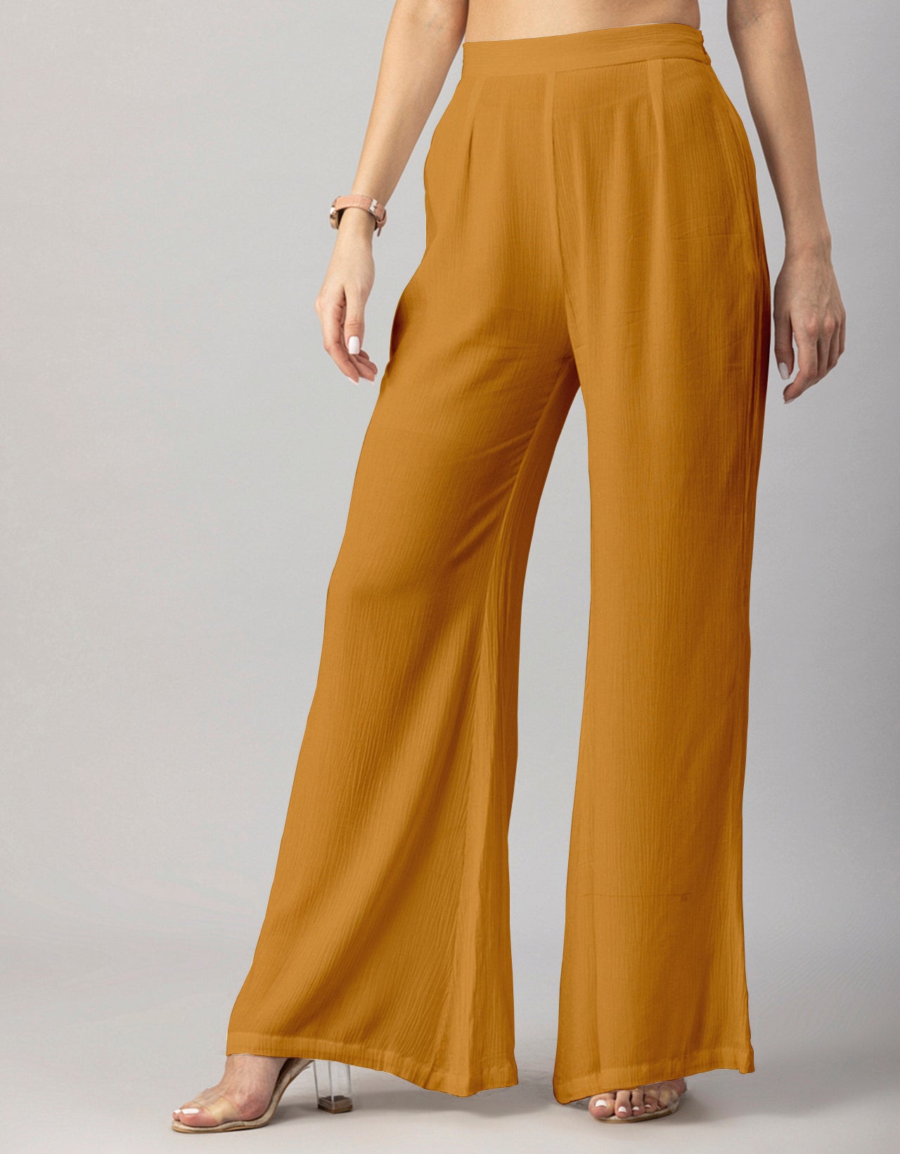 Solid Palazzo Pants, High Waist