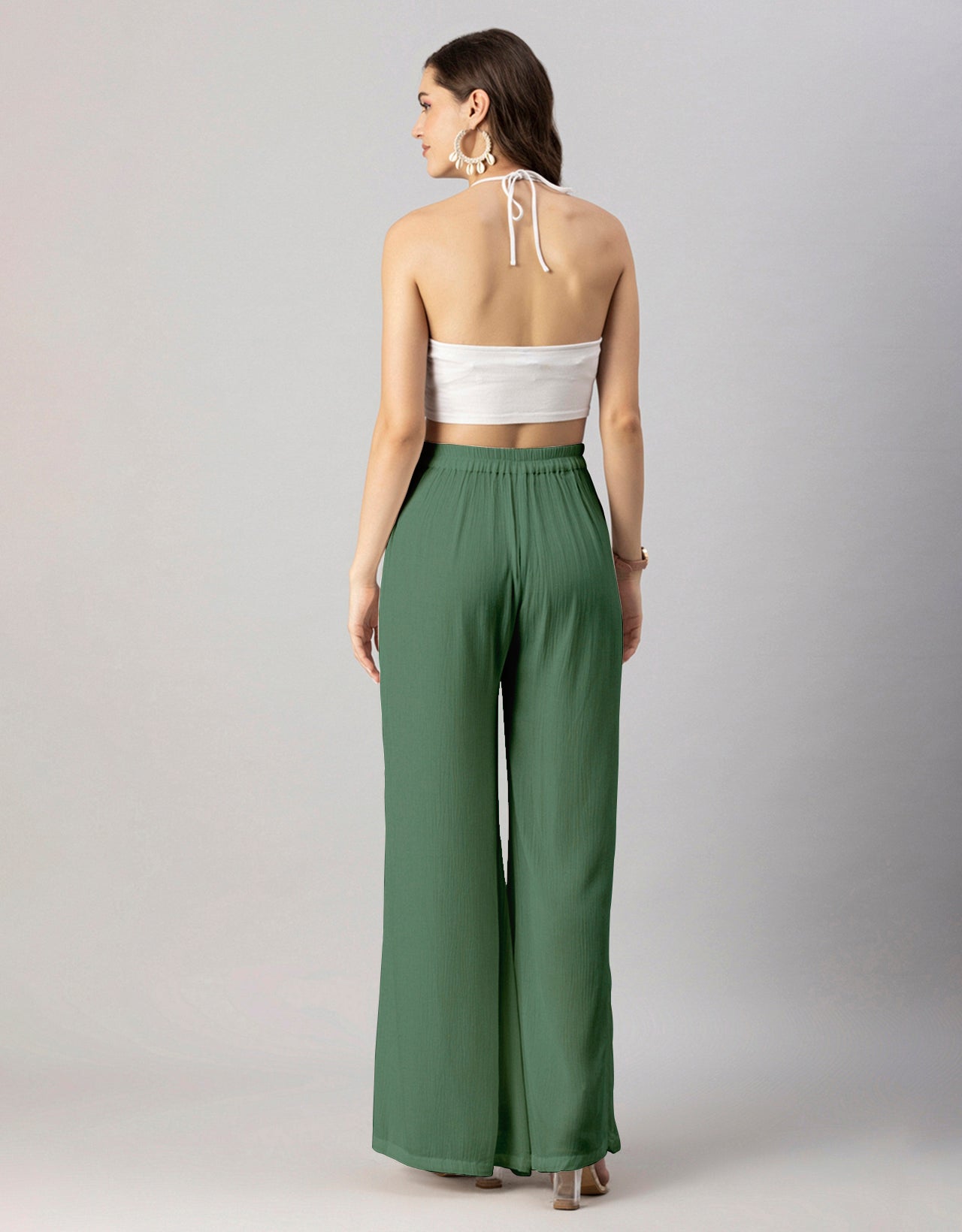 Solid Palazzo Pants, High Waist