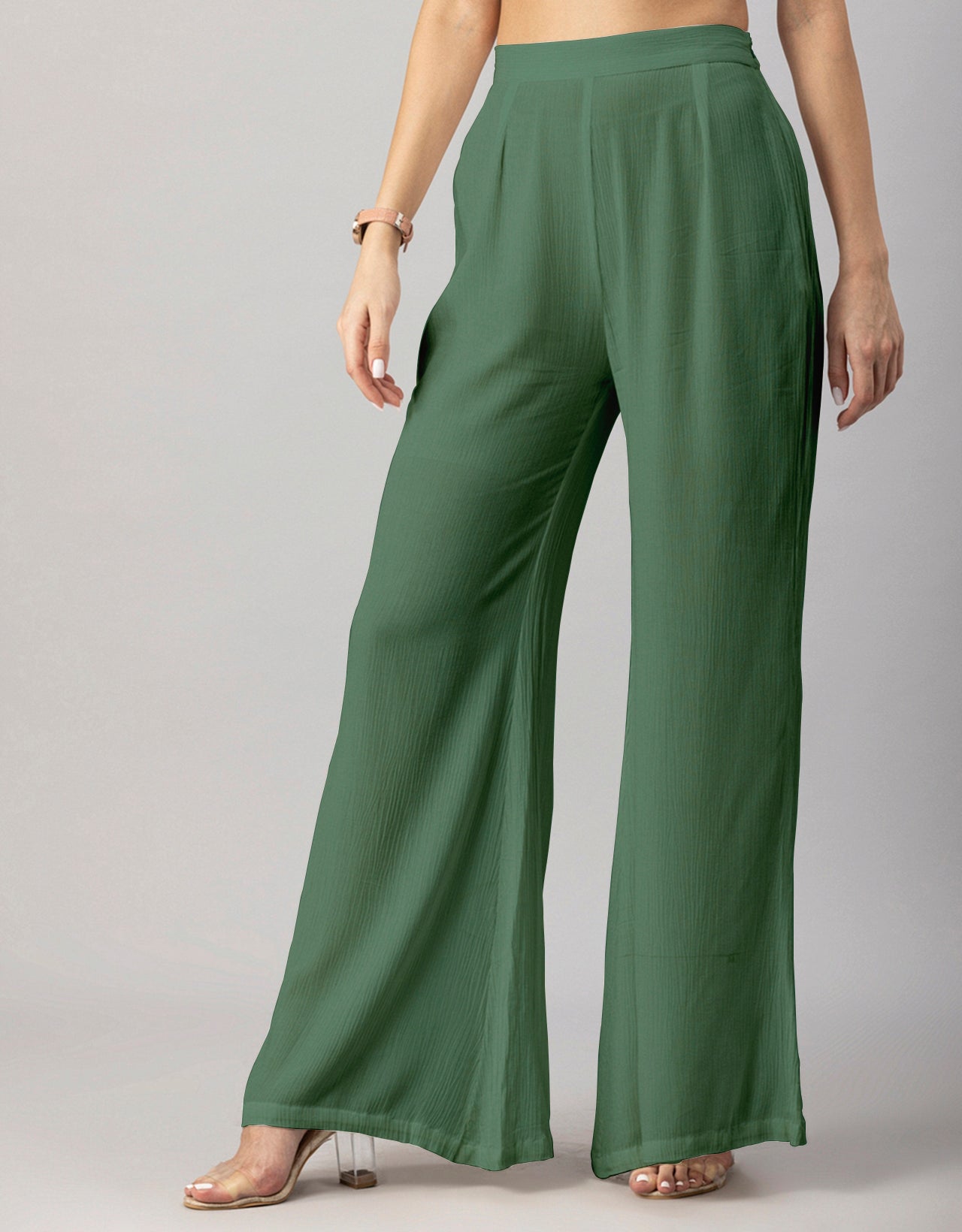 Solid Palazzo Pants, High Waist