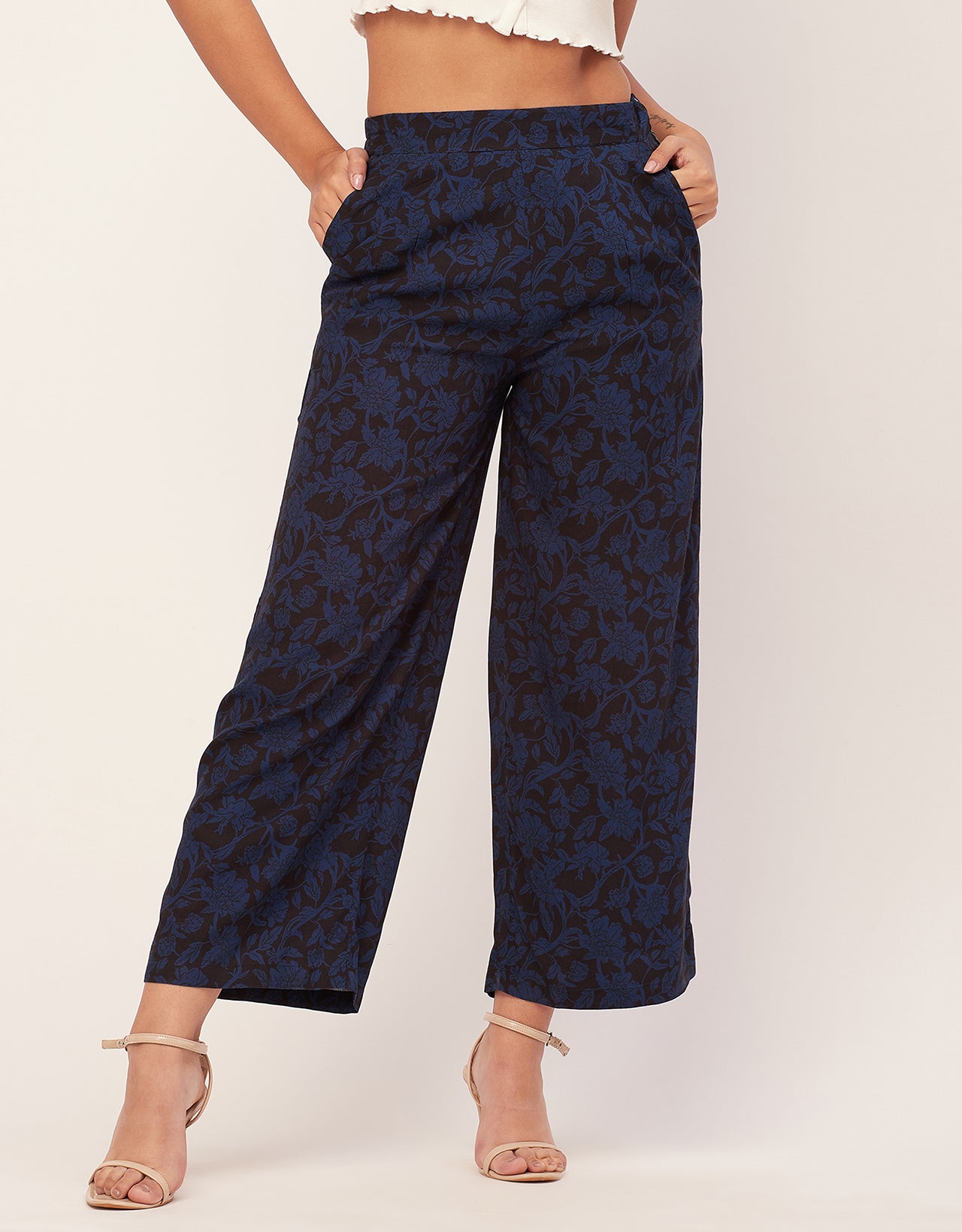 Printed Palazzo Pants, Elastic Waist