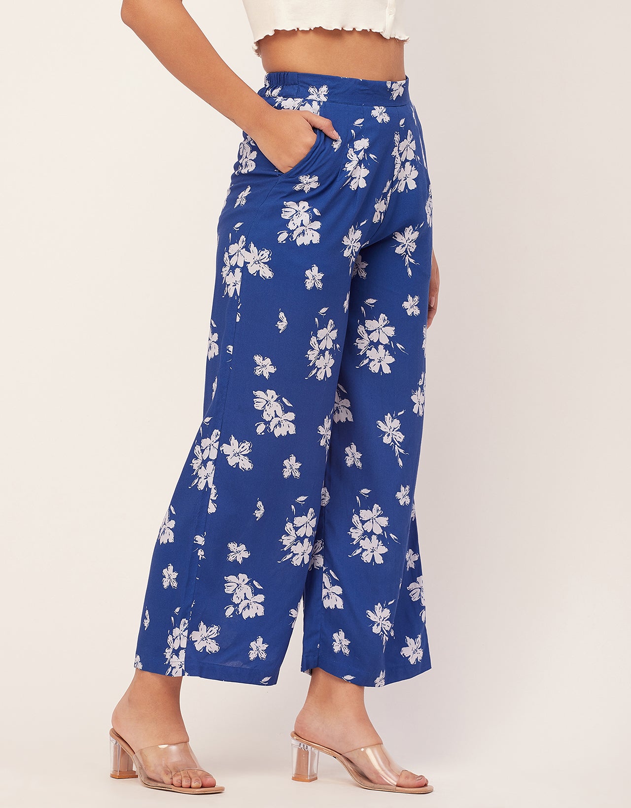 Printed Palazzo Pants, Elastic Waist