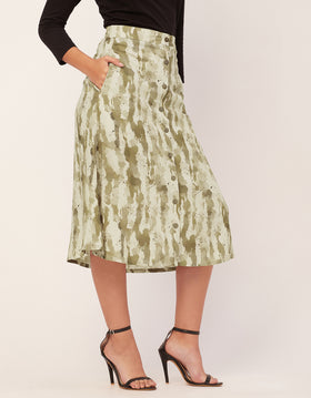A-Line Skirt, Buttoned Midi