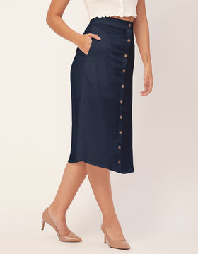 A-Line Skirt, Buttoned Midi