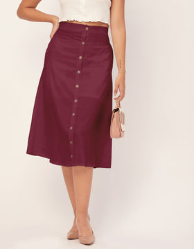 A-Line Skirt, Buttoned Midi