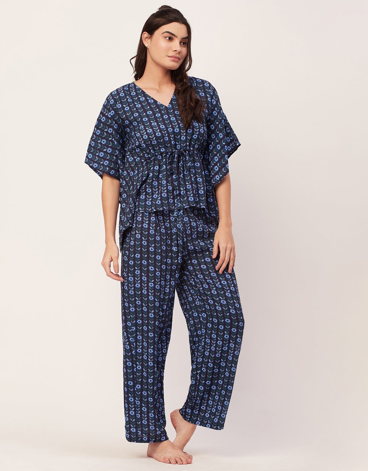 Printed Kaftan Top Night suit Set