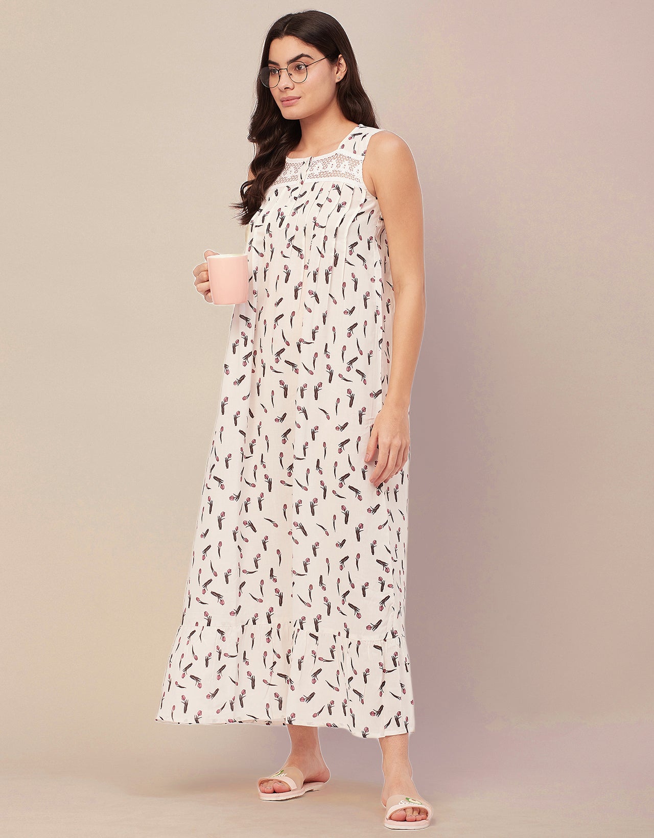 Sleeveless Nightdress, Printed