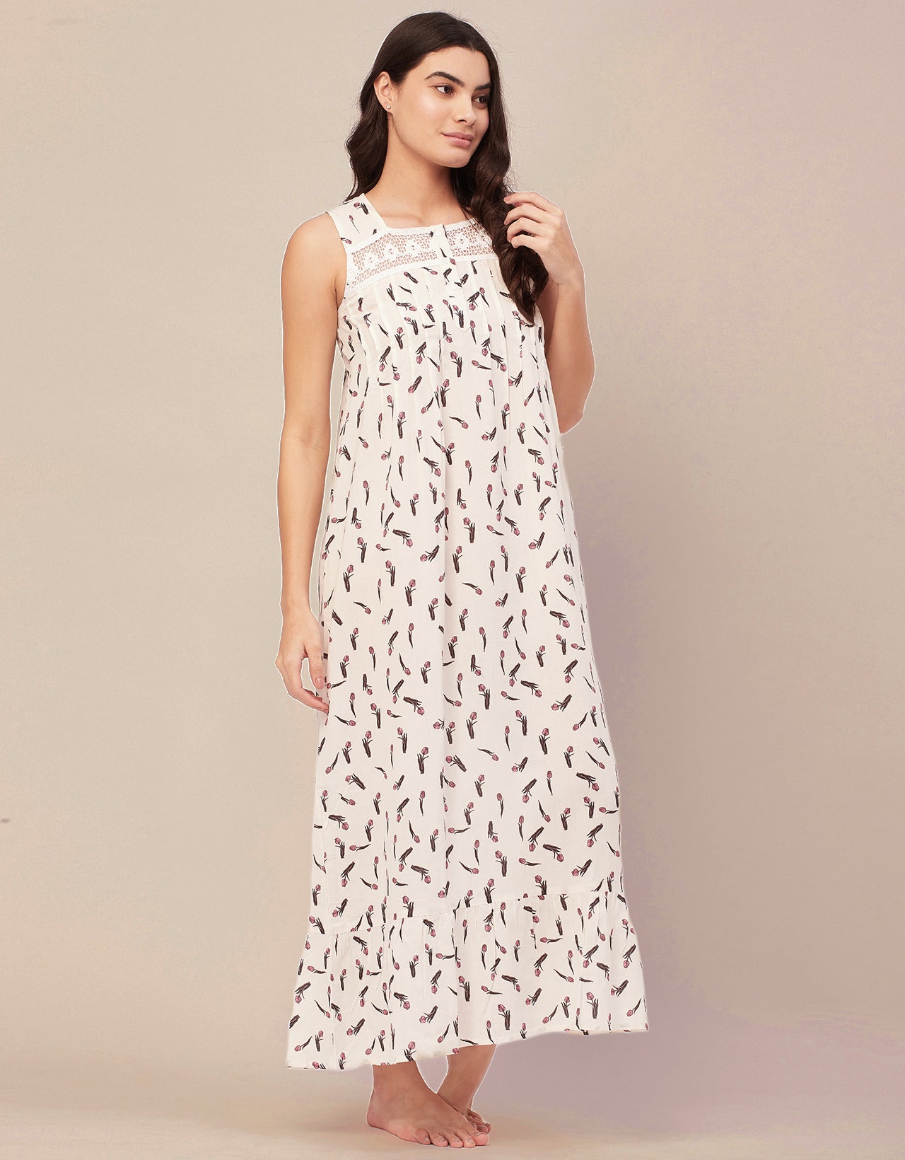 Sleeveless Nightdress, Printed