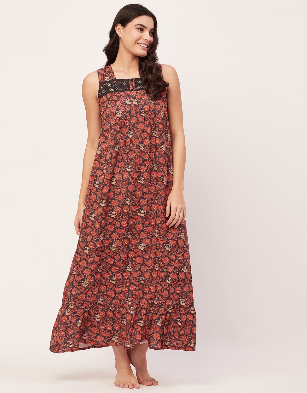 Sleeveless Nightdress, Printed