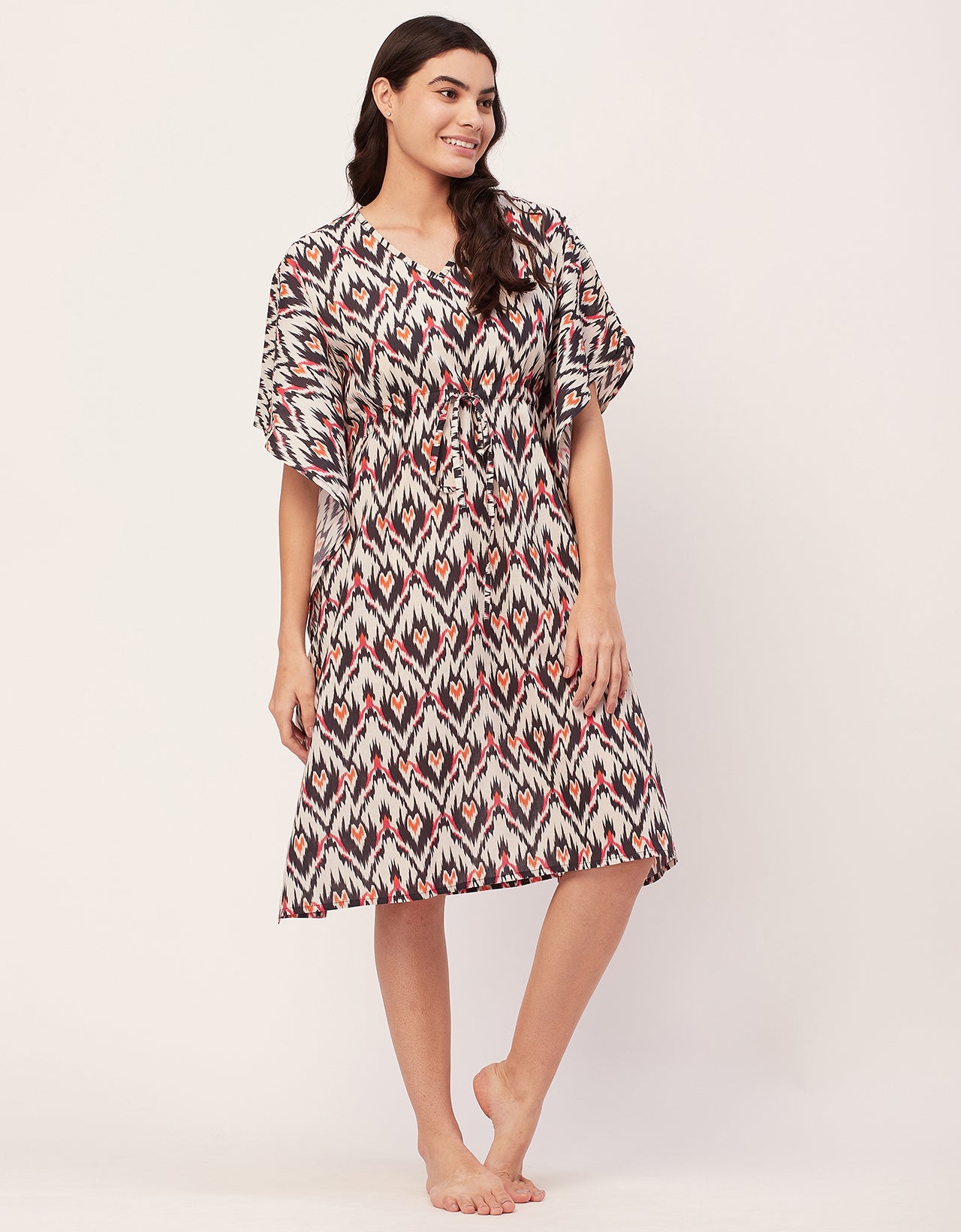 Printed Kaftan, V-Neck