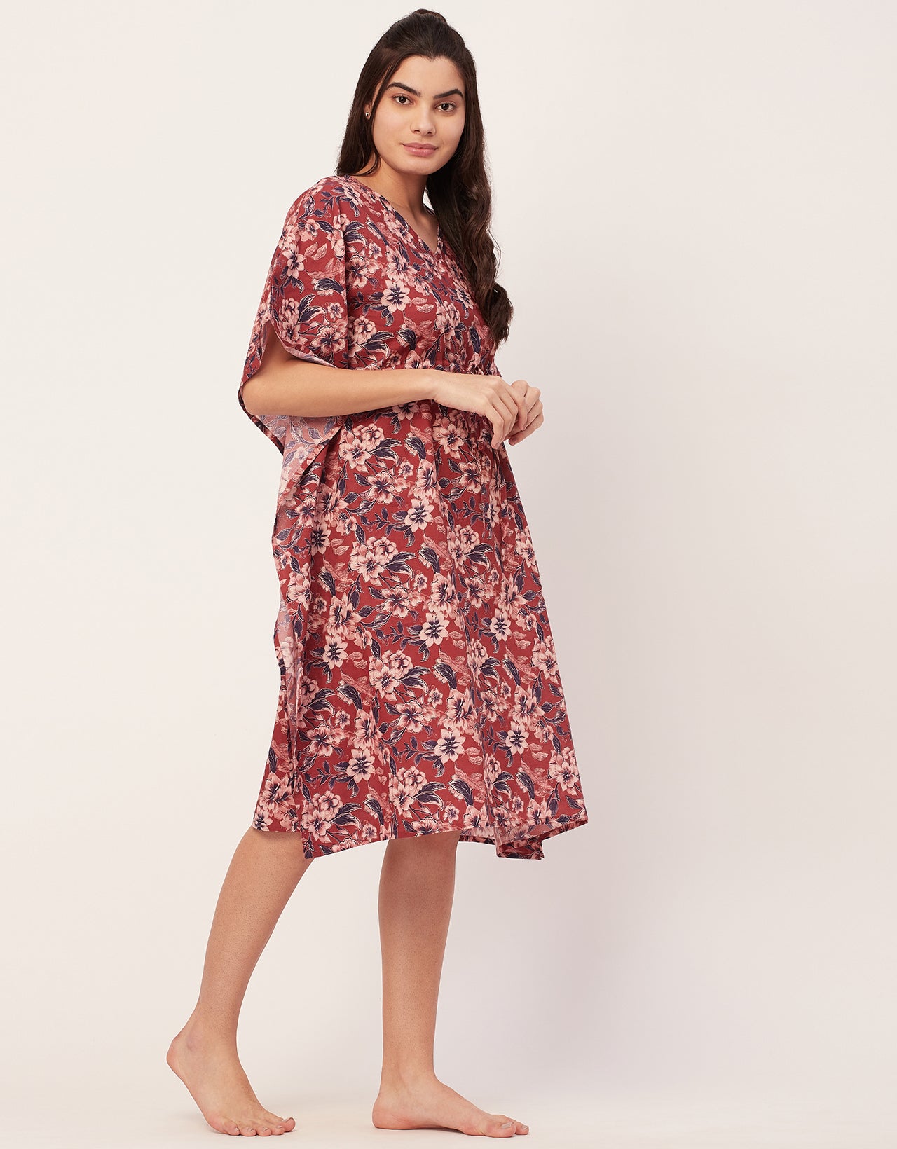 Printed Kaftan, V-Neck