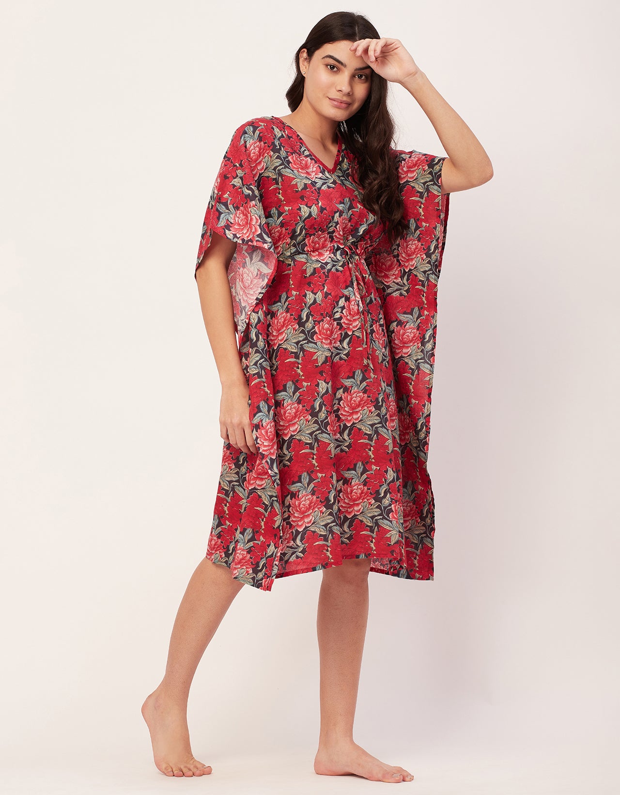 Printed Kaftan, V-Neck