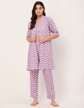lavender womens night suit