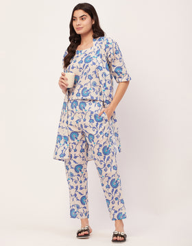 Ethnic print night suit for women