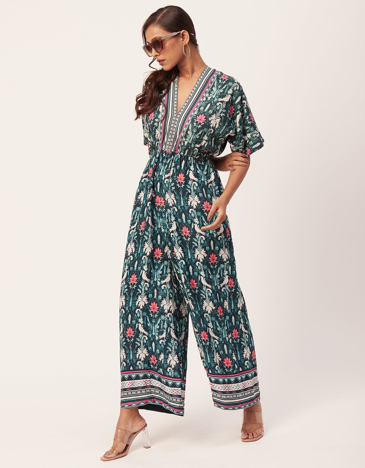 Printed Jumpsuit, V-Neck