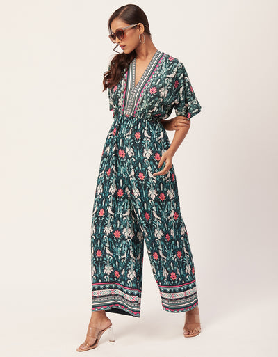 Printed Jumpsuit, V-Neck