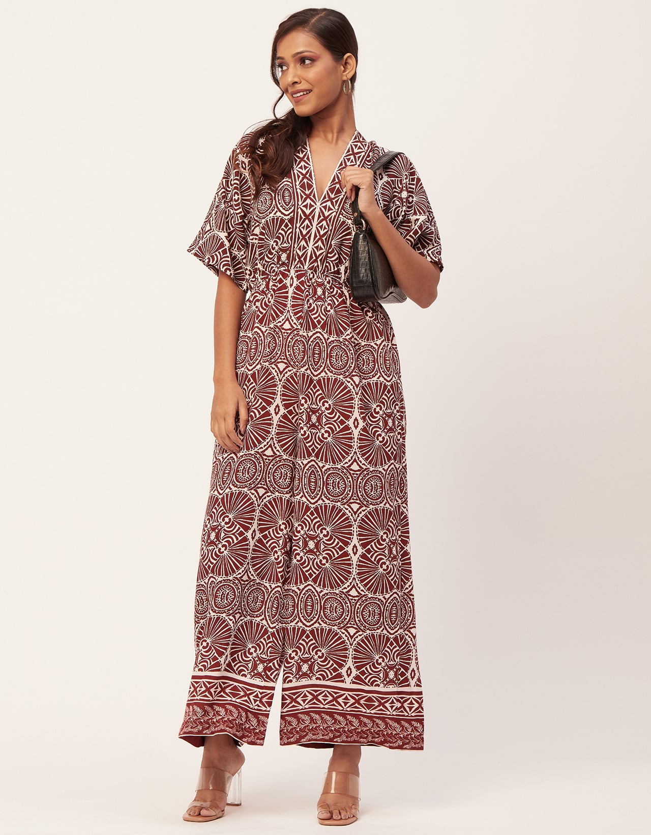 Printed Jumpsuit, V-Neck