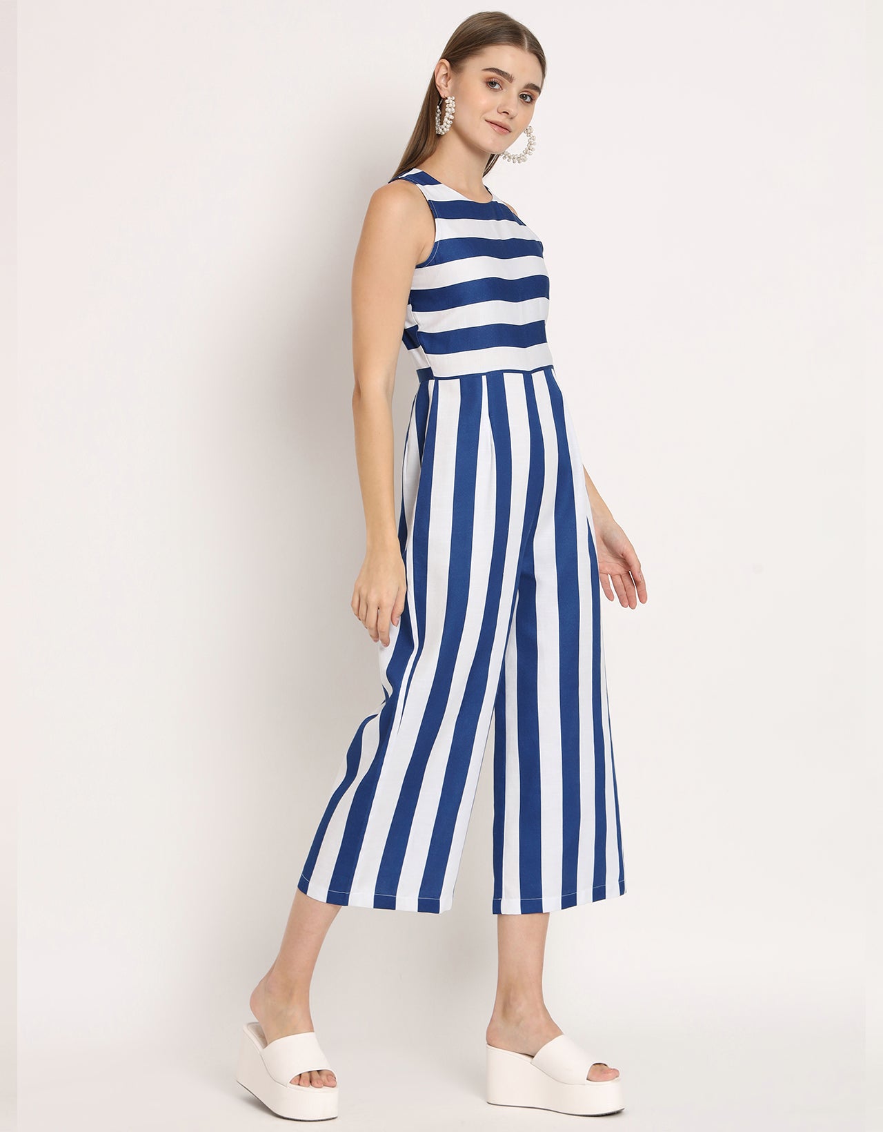 Printed Jumpsuit, Round Neck