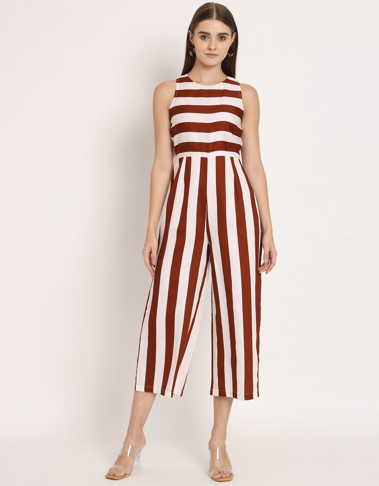 Printed Jumpsuit, Round Neck