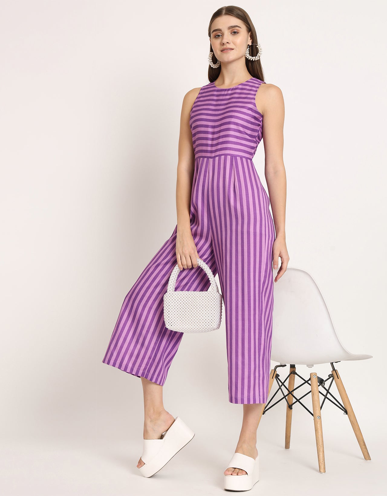 Printed Jumpsuit, Round Neck