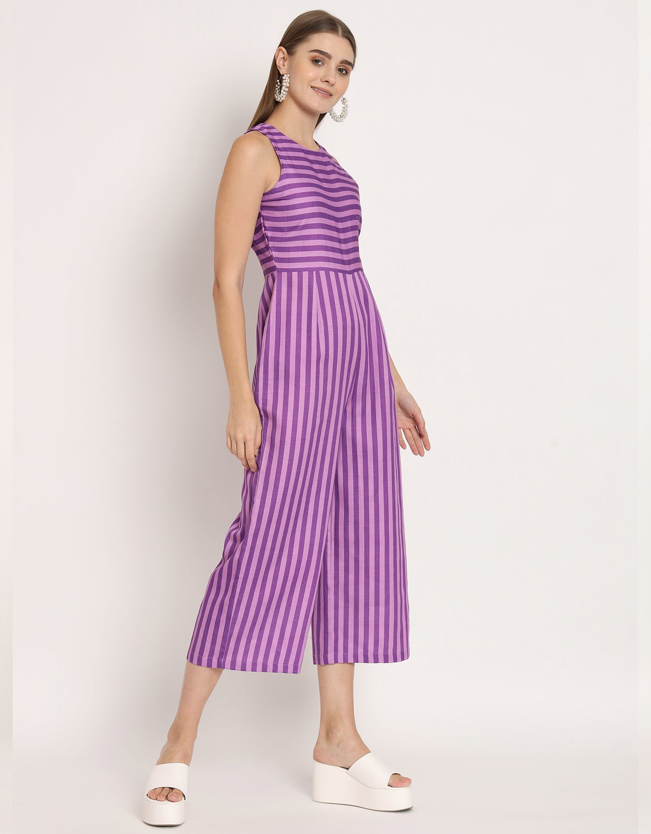 Printed Jumpsuit, Round Neck