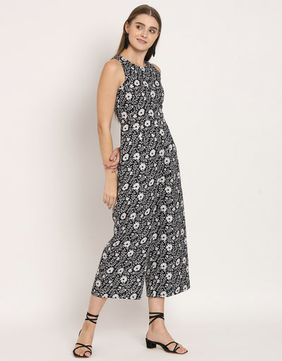 Printed Jumpsuit, Round Neck