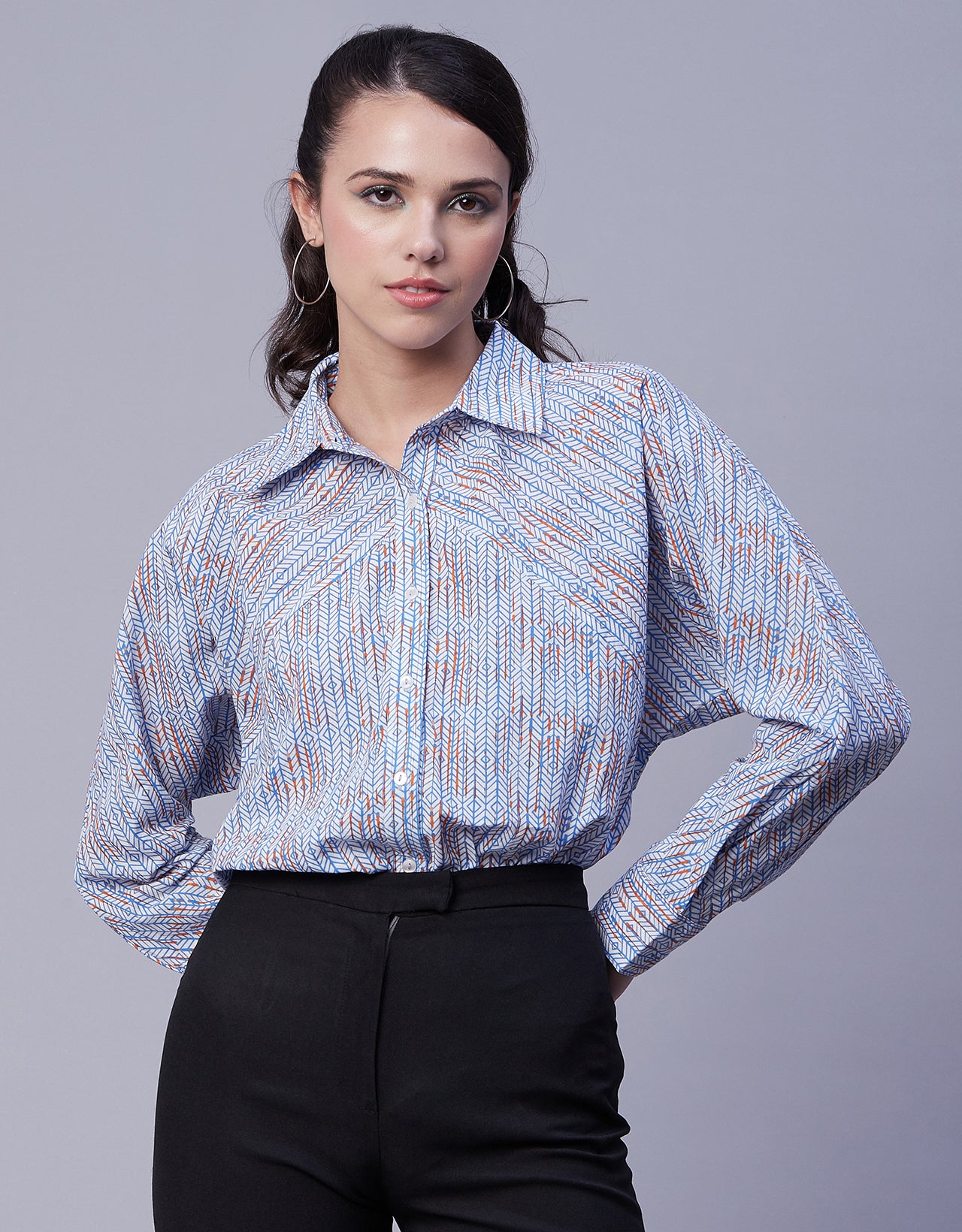 Printed Stripes Shirt, Collared