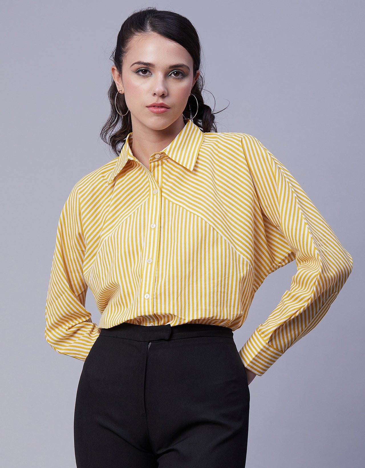 Printed Stripes Shirt, Collared