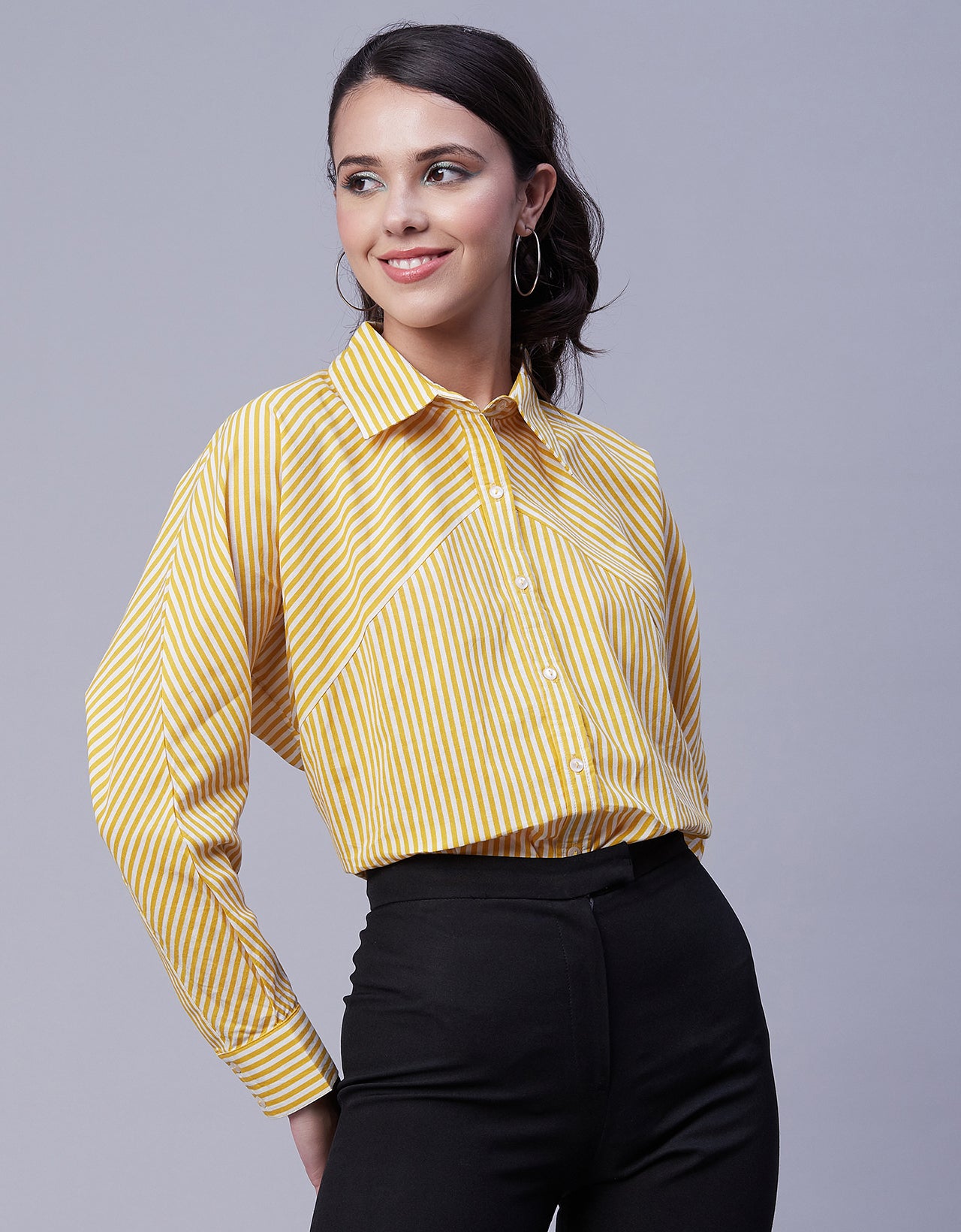 Printed Stripes Shirt, Collared