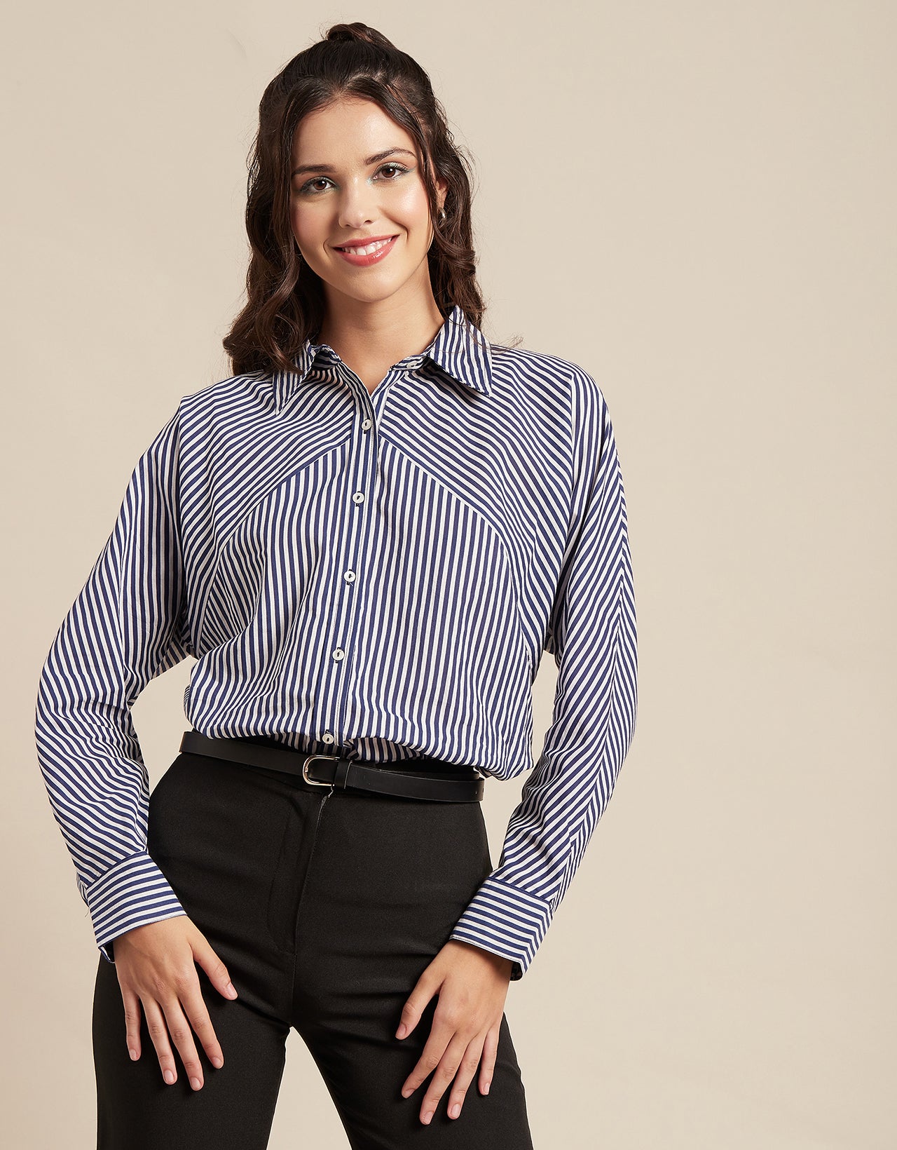 Printed Stripes Shirt, Collared