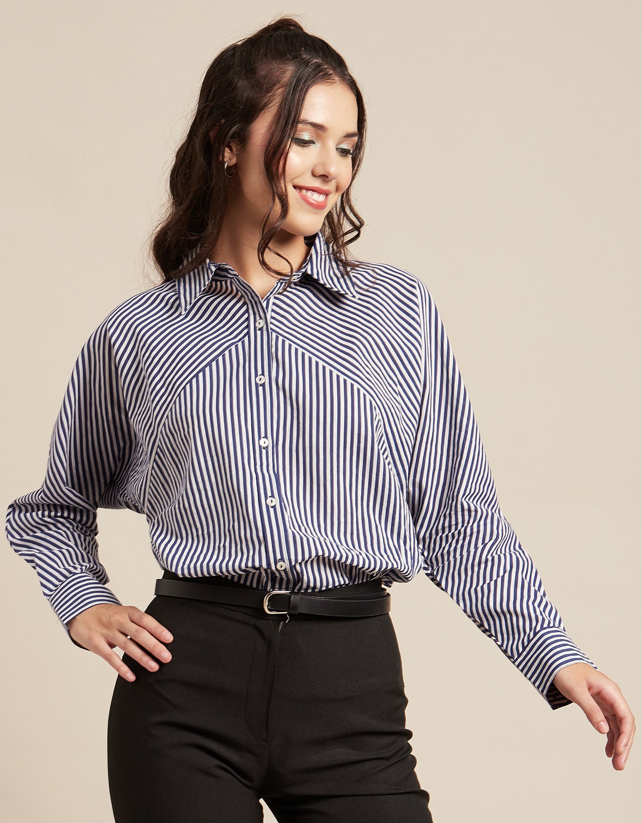 Printed Stripes Shirt, Collared