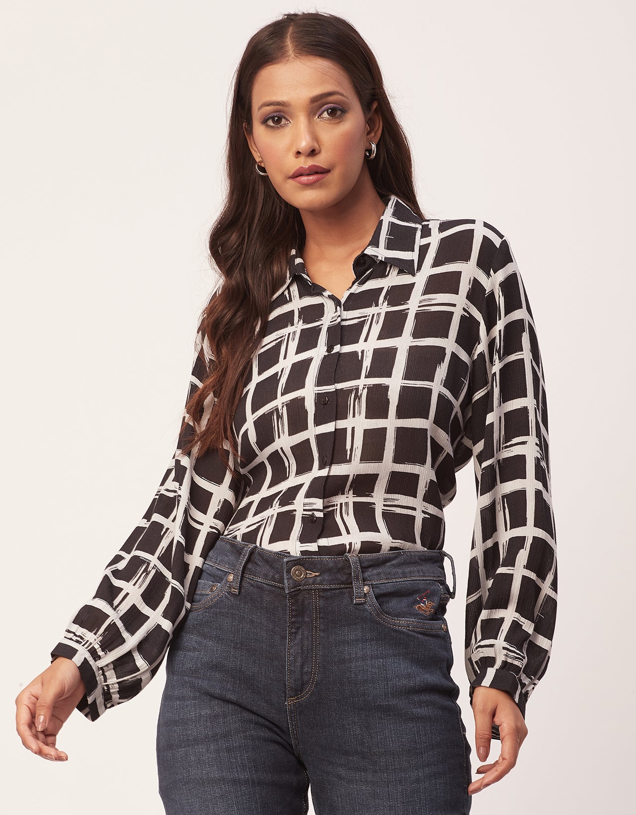 Ombre Printed Shirt, Long Sleeve